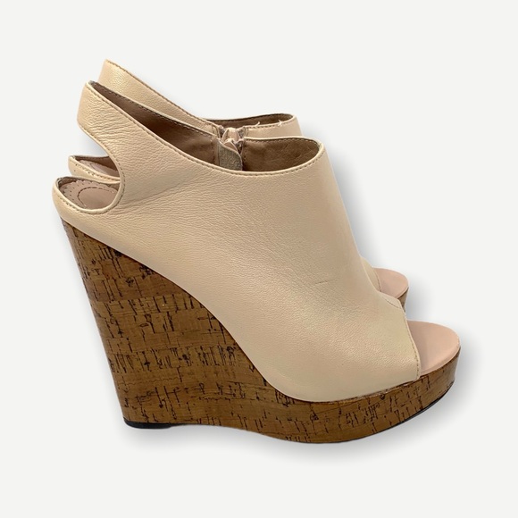 Jean-Michel Cazabat Waverly Leather Peep Toe Wedge - Picture 3 of 8